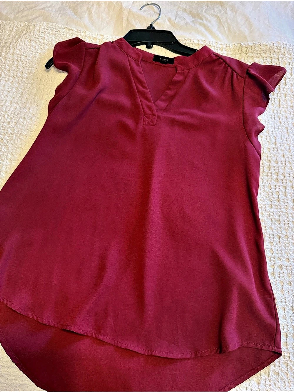Mine Ruffle Sleeve V-Neck Blouse in Pink